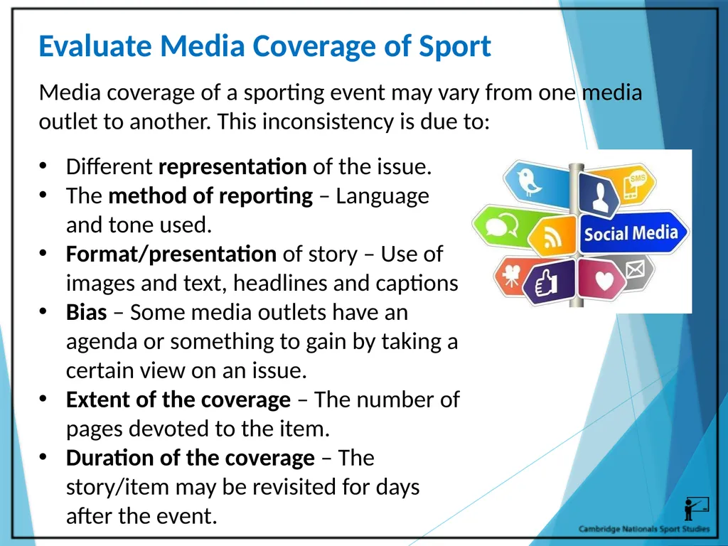 R054 – Sport and the Media Learning Outcomes LO1 - - slide 39 of 40