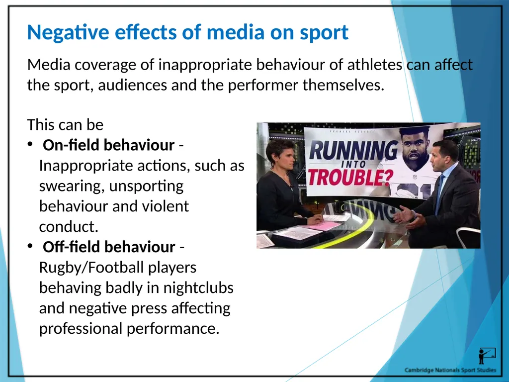 R054 – Sport and the Media Learning Outcomes LO1 - - slide 18 of 40