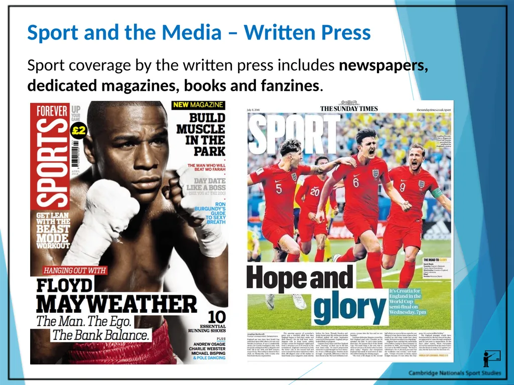 R054 – Sport and the Media Learning Outcomes LO1 - - slide 8 of 40