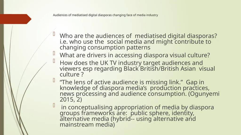 Digital Diaspora Audiences Professor Janet Wilson, - slide 2 of 12