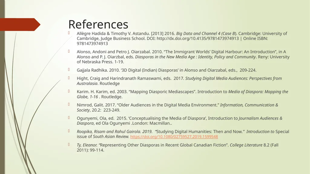 Digital Diaspora Audiences Professor Janet Wilson, - slide 12 of 12