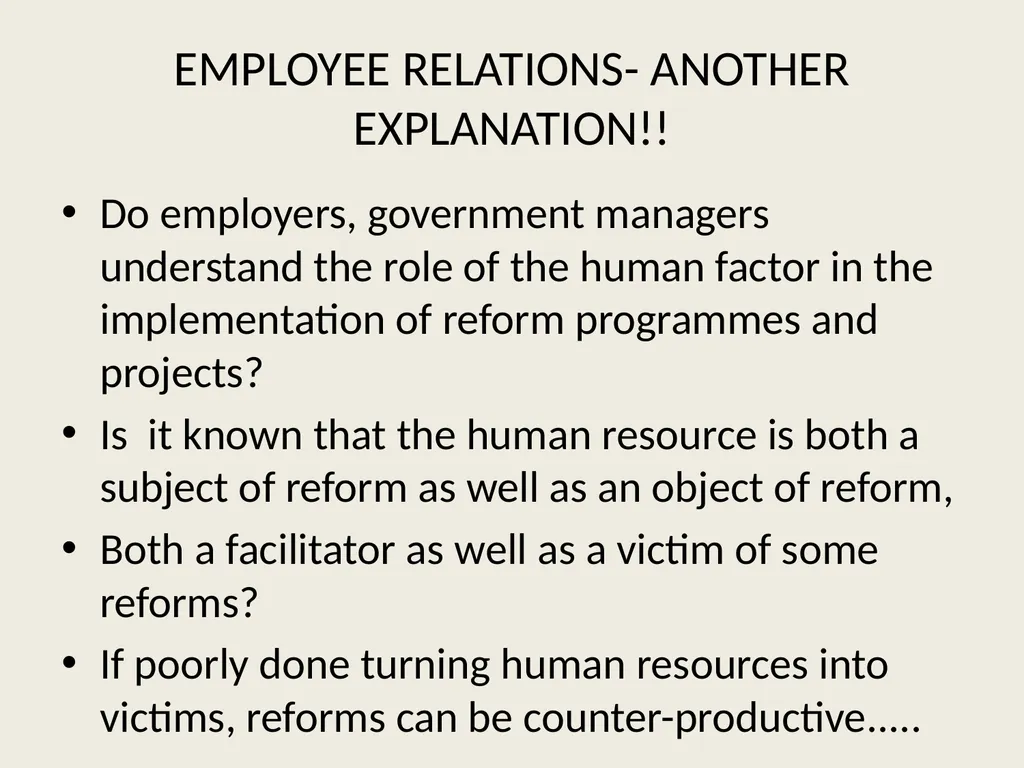 Public sector reforms and employee relations: Is - slide 25 of 63