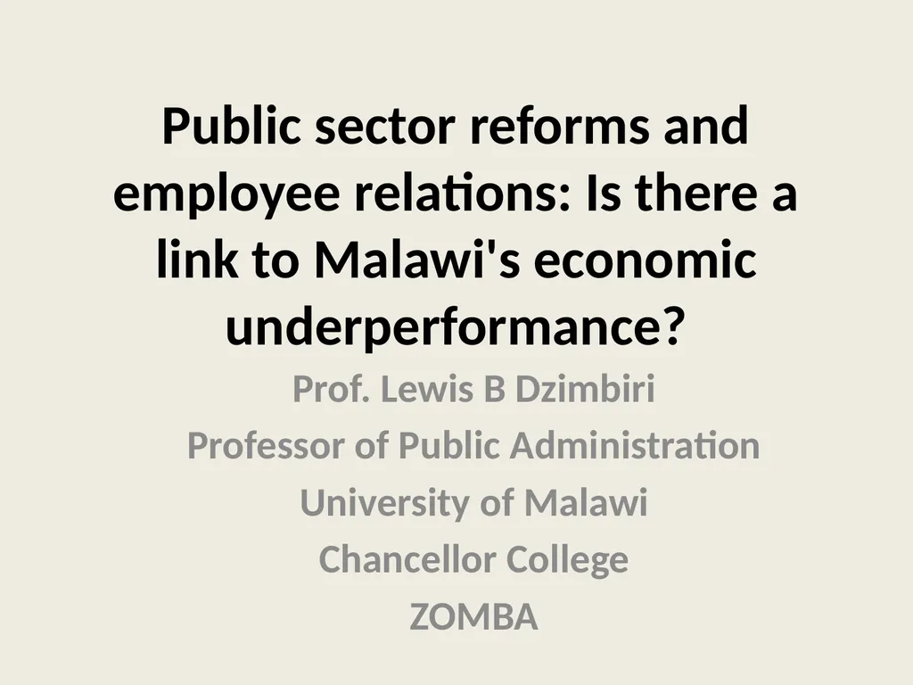 Public sector reforms and employee relations: Is - slide 1 of 63
