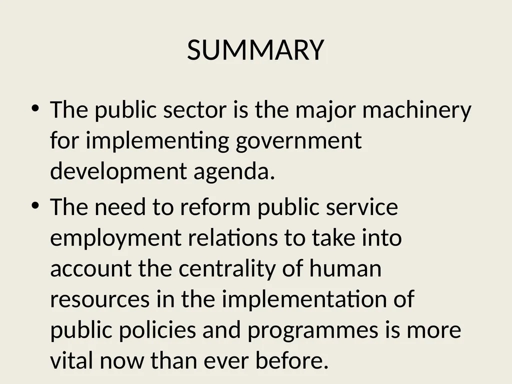 Public sector reforms and employee relations: Is - slide 62 of 63