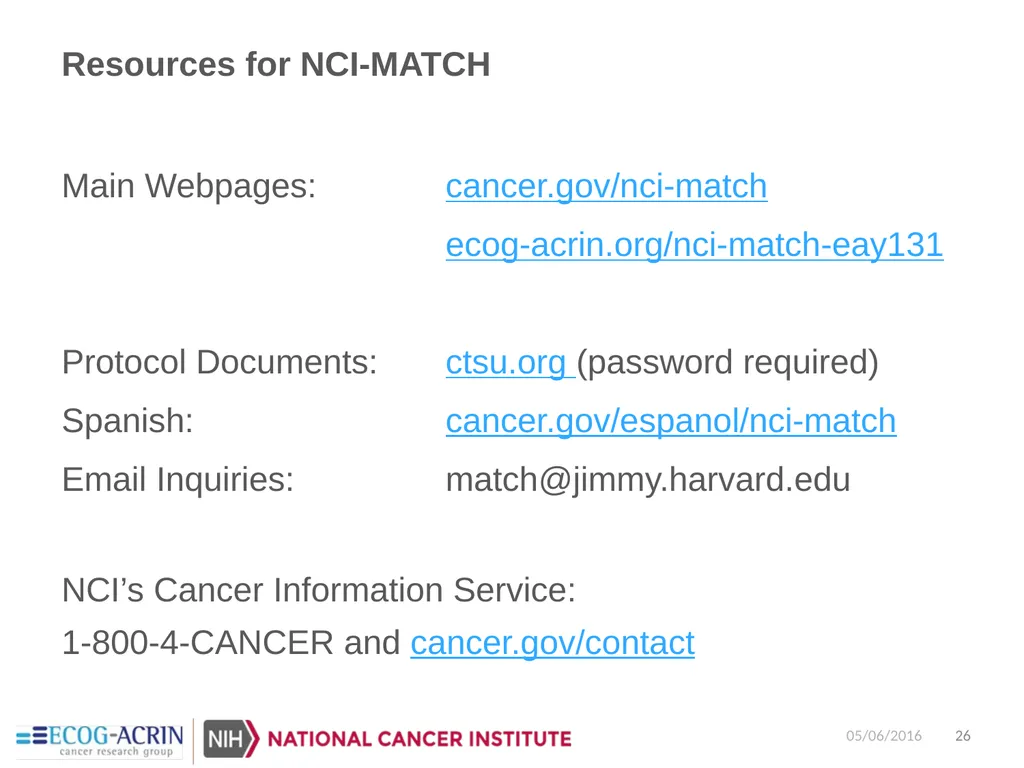 NCI-Molecular Analysis for Therapy Choice - slide 26 of 26