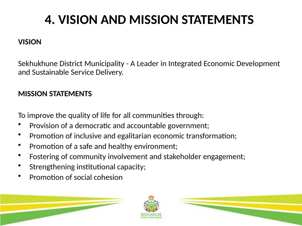 1 DRAFT DISTRICT DEVELOPMENT PLAN AND BUDGET FOR - slide 8 of 50