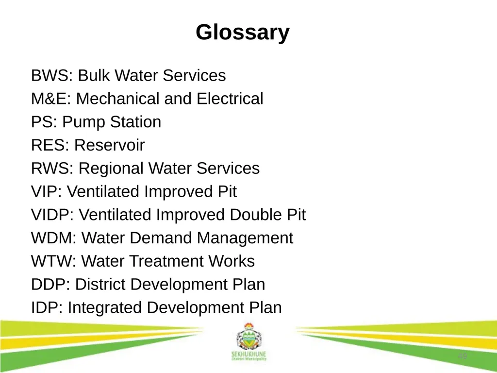 1 DRAFT DISTRICT DEVELOPMENT PLAN AND BUDGET FOR - slide 49 of 50