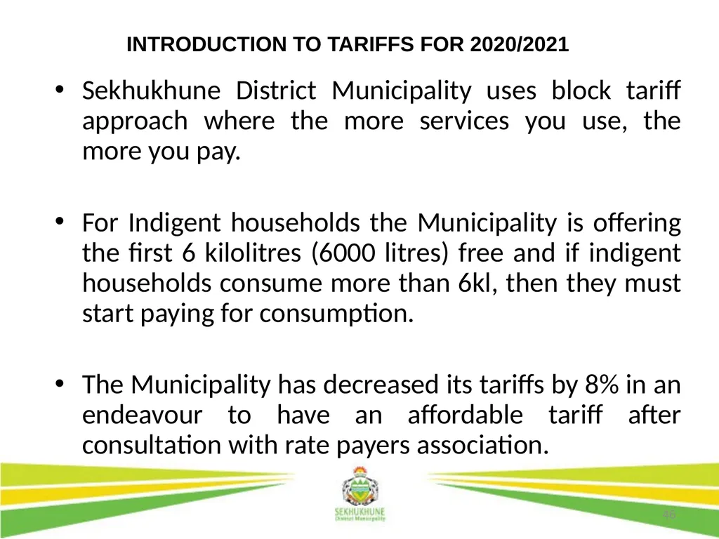 1 DRAFT DISTRICT DEVELOPMENT PLAN AND BUDGET FOR - slide 46 of 50