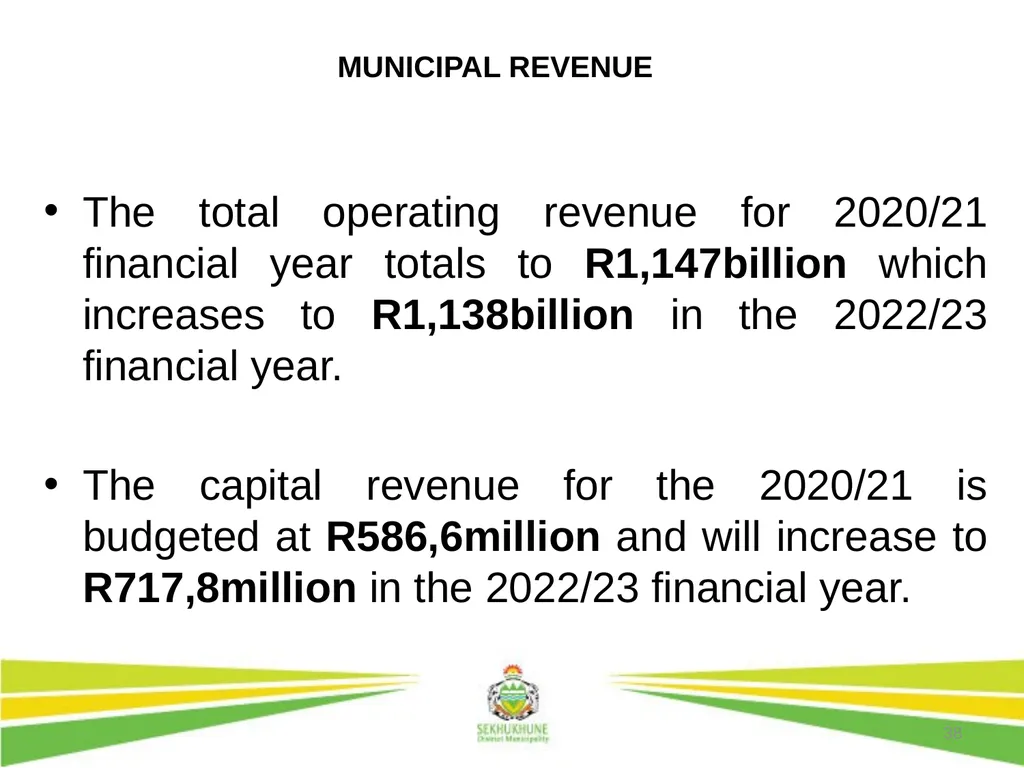 1 DRAFT DISTRICT DEVELOPMENT PLAN AND BUDGET FOR - slide 38 of 50