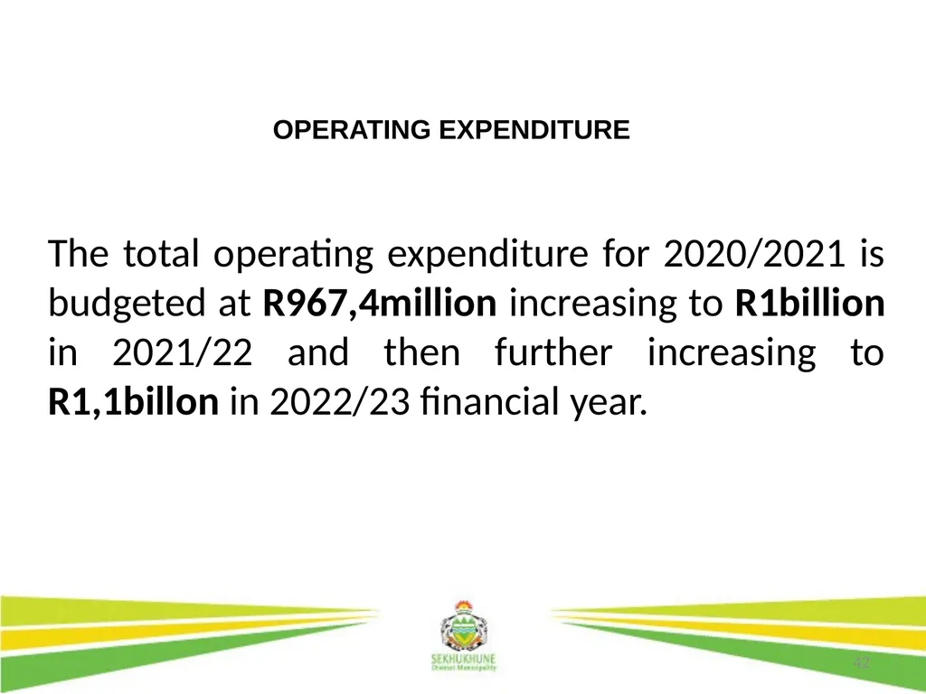 1 DRAFT DISTRICT DEVELOPMENT PLAN AND BUDGET FOR - slide 42 of 50