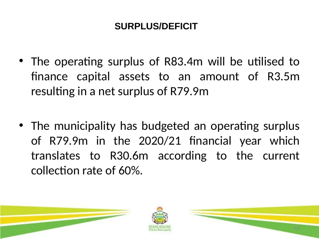 1 DRAFT DISTRICT DEVELOPMENT PLAN AND BUDGET FOR - slide 43 of 50