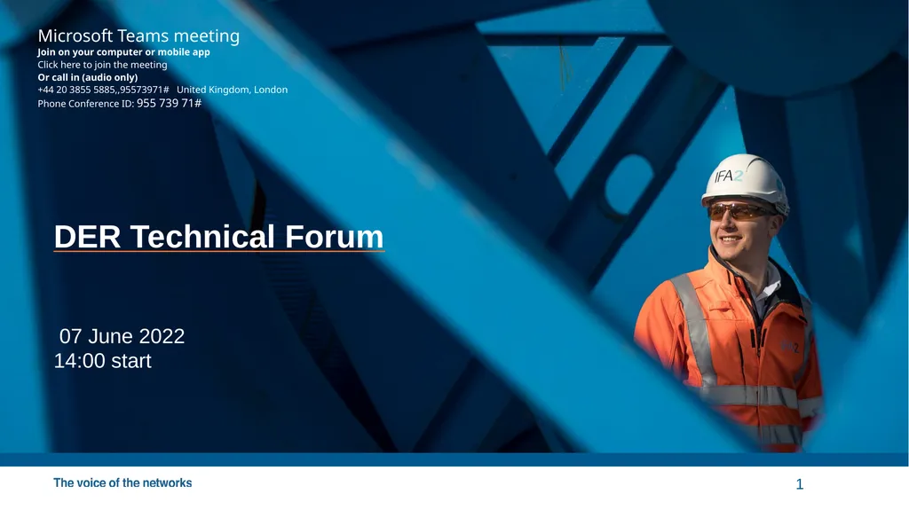 DER Technical Forum 1 07 June 2022 14:00 start