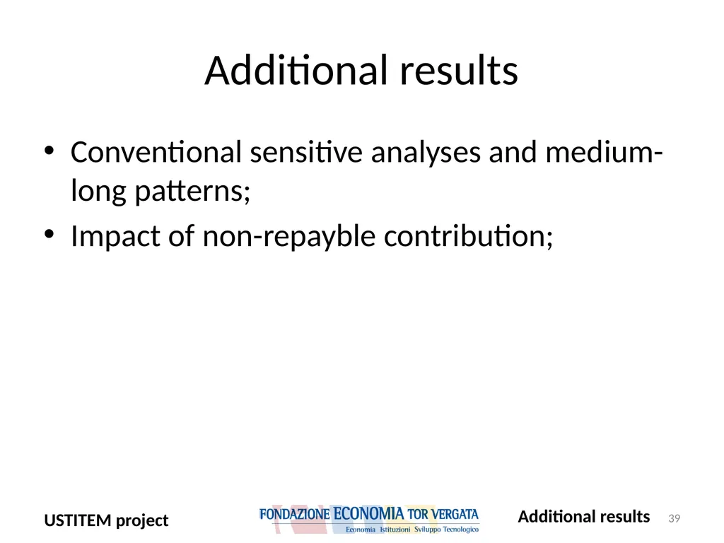 USTITEM project – final version (Upstream - slide 39 of 42