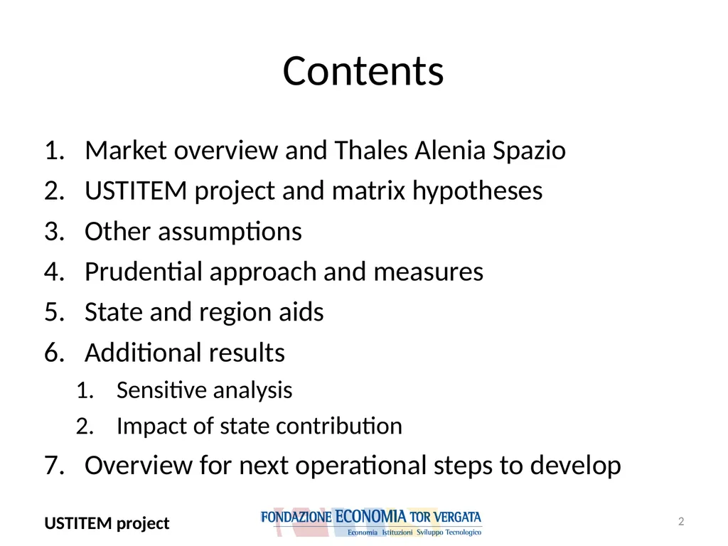 USTITEM project – final version (Upstream - slide 2 of 42