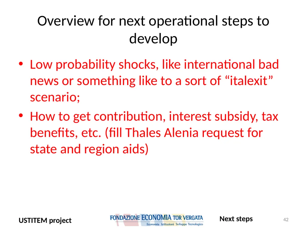 USTITEM project – final version (Upstream - slide 42 of 42