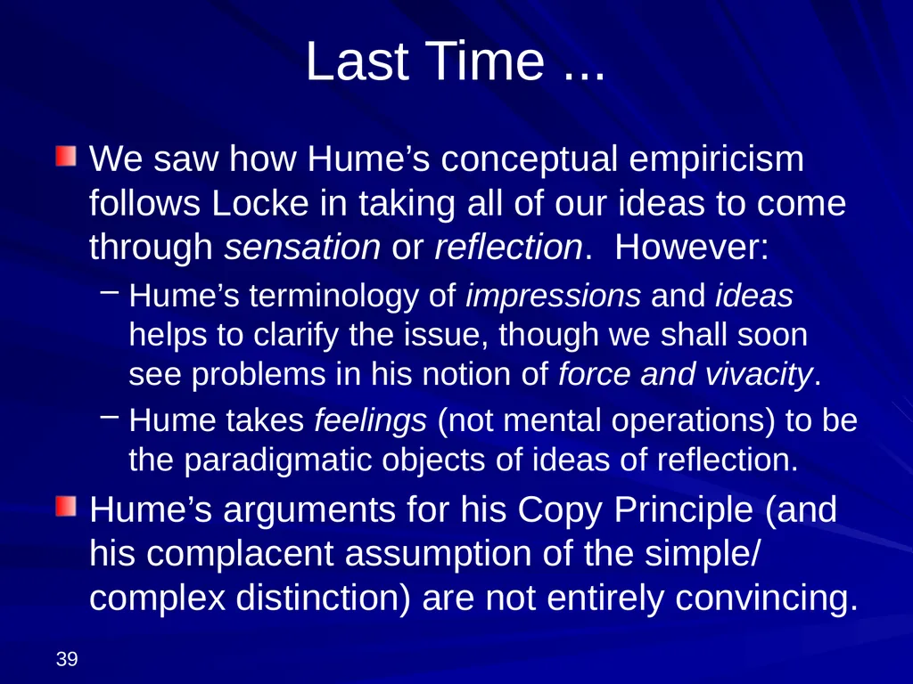 David Hume, 1711-1776 Peter Millican Hertford - slide 39 of 390