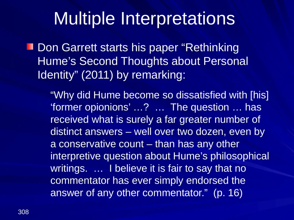 David Hume, 1711-1776 Peter Millican Hertford - slide 308 of 390
