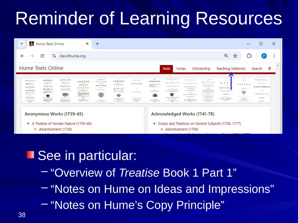 David Hume, 1711-1776 Peter Millican Hertford - slide 38 of 390