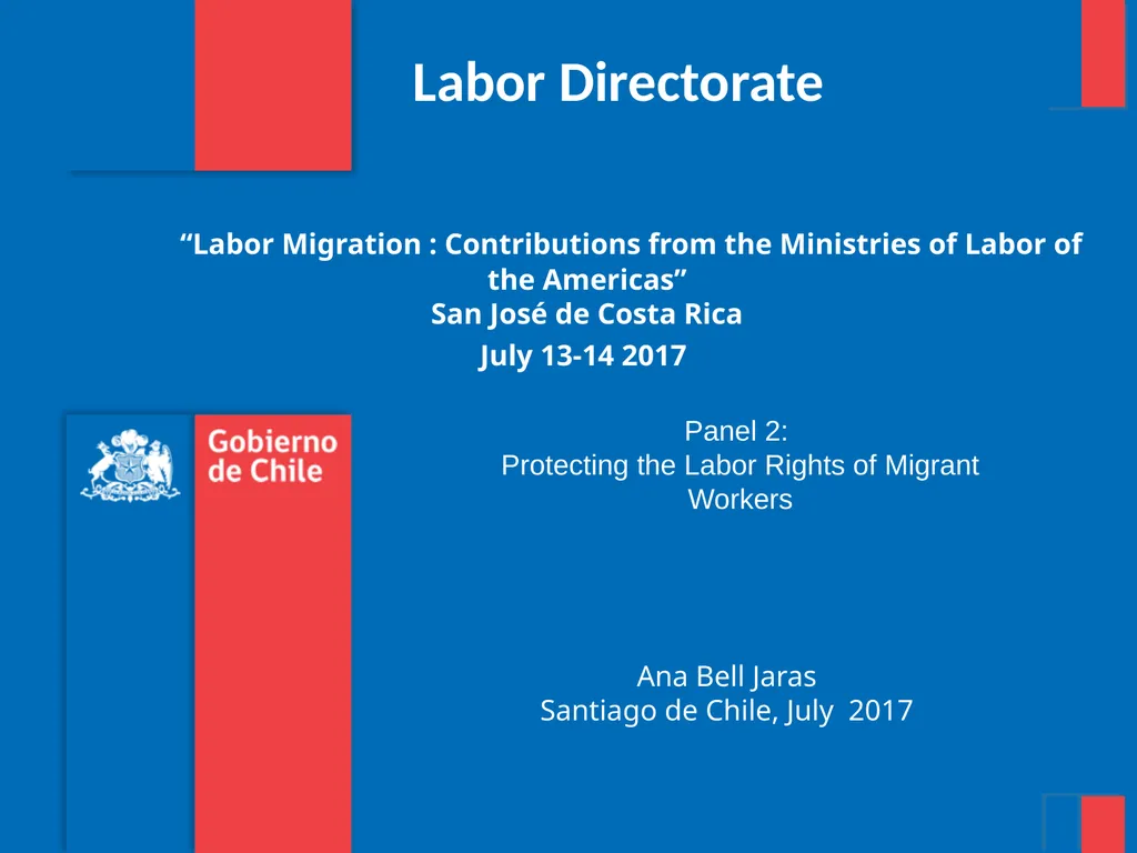 Labor Directorate “Labor Migration : Contributions - slide 1 of 12