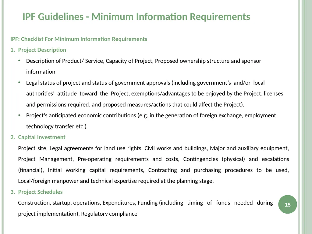 Infrastructure Project Finance (IPF) Guidelines - slide 15 of 29