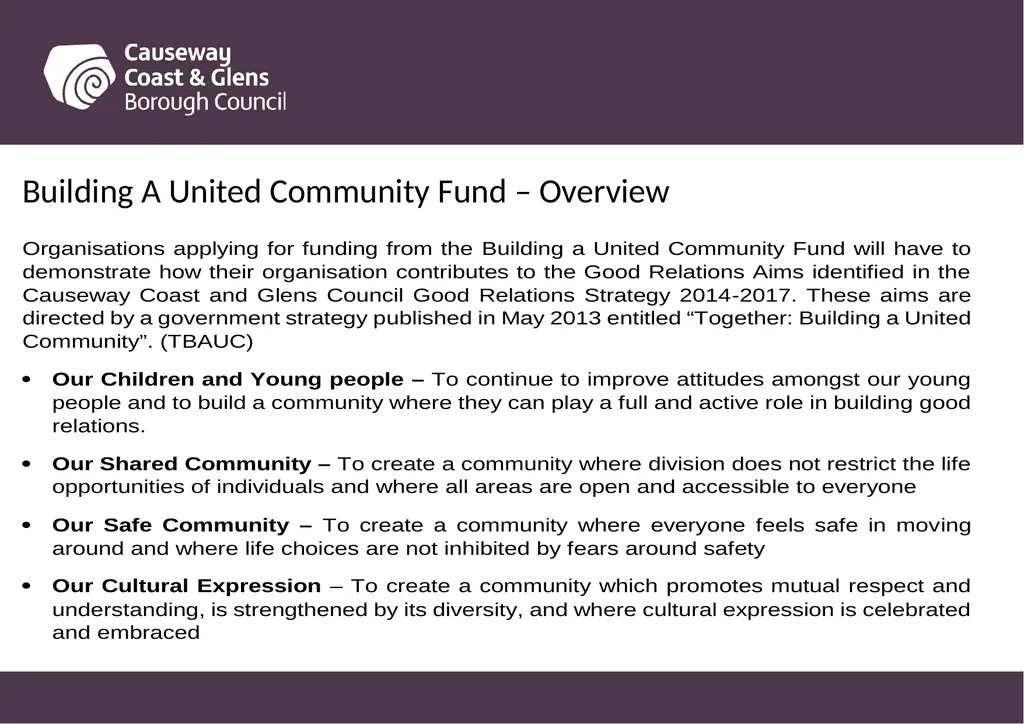 Causeway Coast and Glens Borough Council Funding - slide 14 of 51