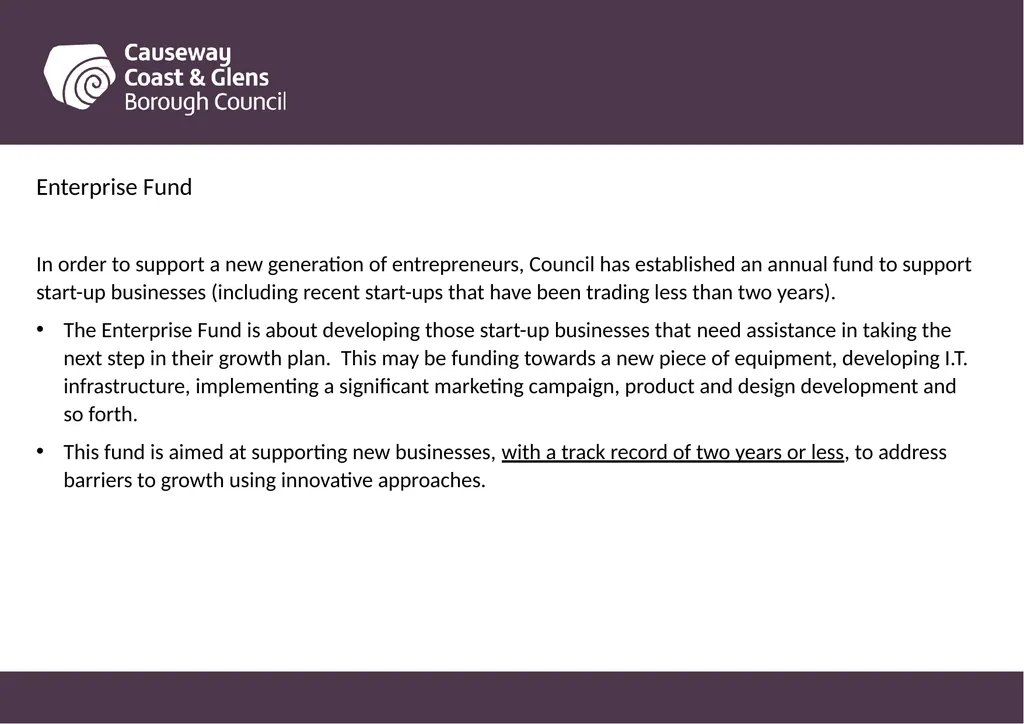 Causeway Coast and Glens Borough Council Funding - slide 47 of 51