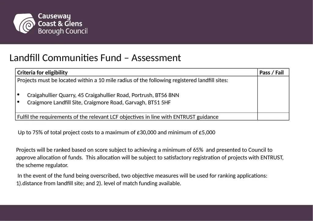 Causeway Coast and Glens Borough Council Funding - slide 41 of 51