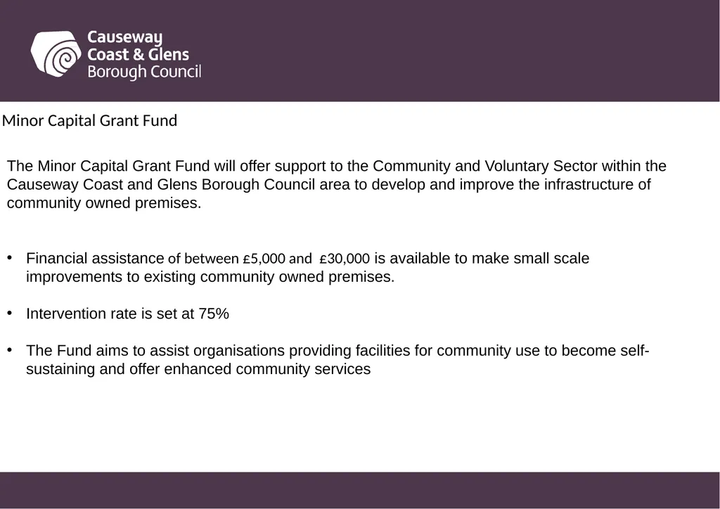 Causeway Coast and Glens Borough Council Funding - slide 34 of 51