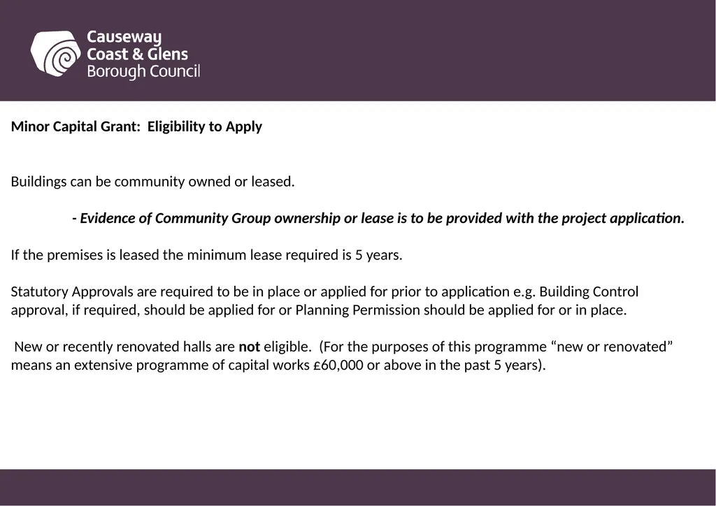 Causeway Coast and Glens Borough Council Funding - slide 35 of 51