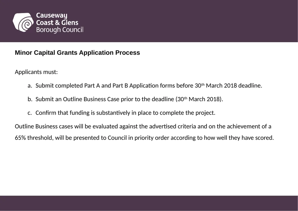 Causeway Coast and Glens Borough Council Funding - slide 36 of 51