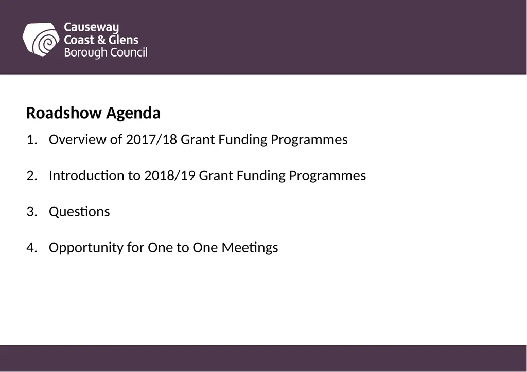 Causeway Coast and Glens Borough Council Funding - slide 2 of 51