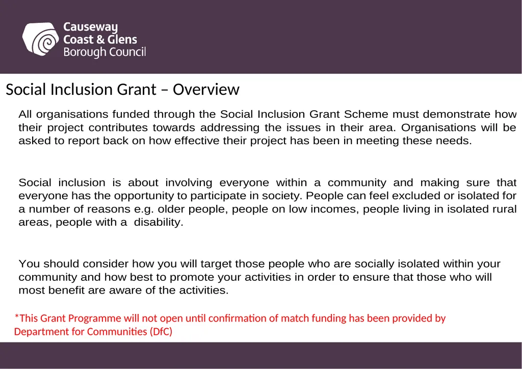 Causeway Coast and Glens Borough Council Funding - slide 21 of 51