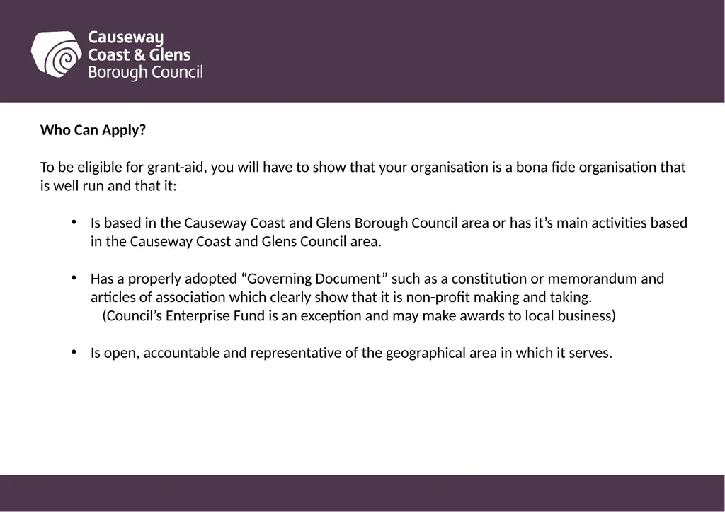 Causeway Coast and Glens Borough Council Funding - slide 4 of 51