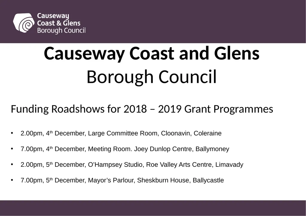 Causeway Coast and Glens Borough Council Funding