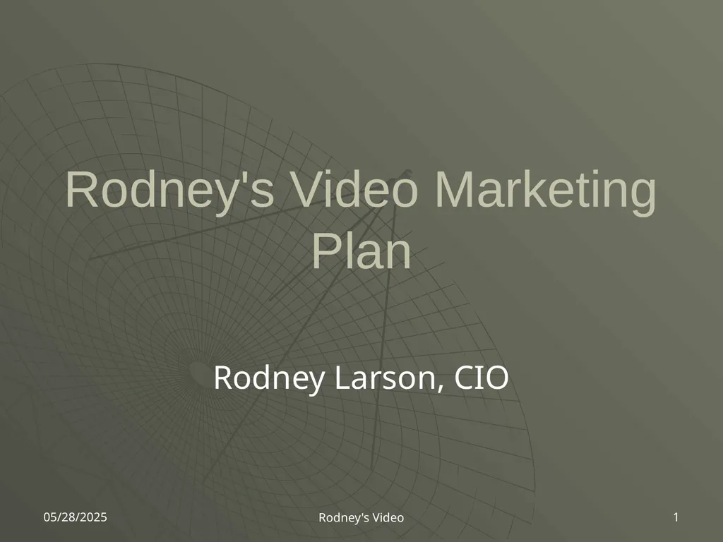 4/2/2007 Rodney's Video 1 Rodney's Video Marketing