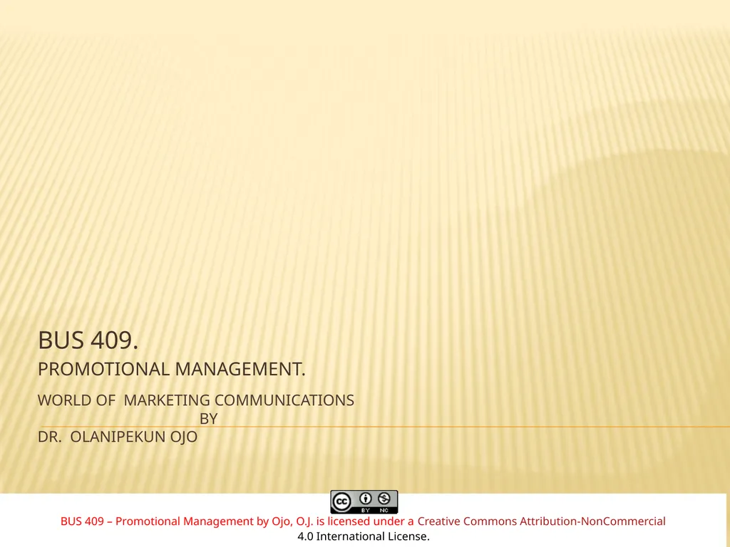 WORLD OF MARKETING COMMUNICATIONS BY Dr. - slide 1 of 34