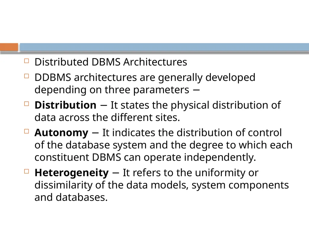 Distributed data base system What is DDBMS? A - slide 21 of 37
