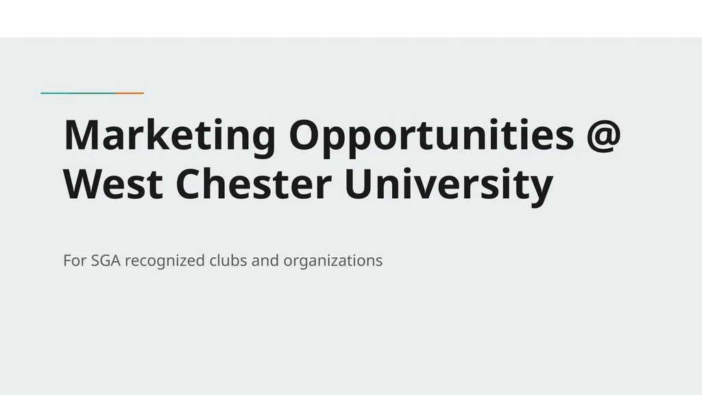 Marketing Opportunities @ West Chester University - slide 1 of 11