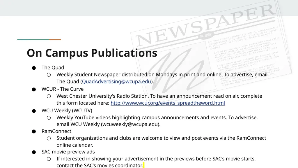 Marketing Opportunities @ West Chester University - slide 7 of 11