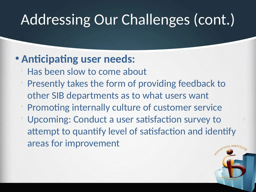 Challenges in the Dissemination of Statistical - slide 12 of 16