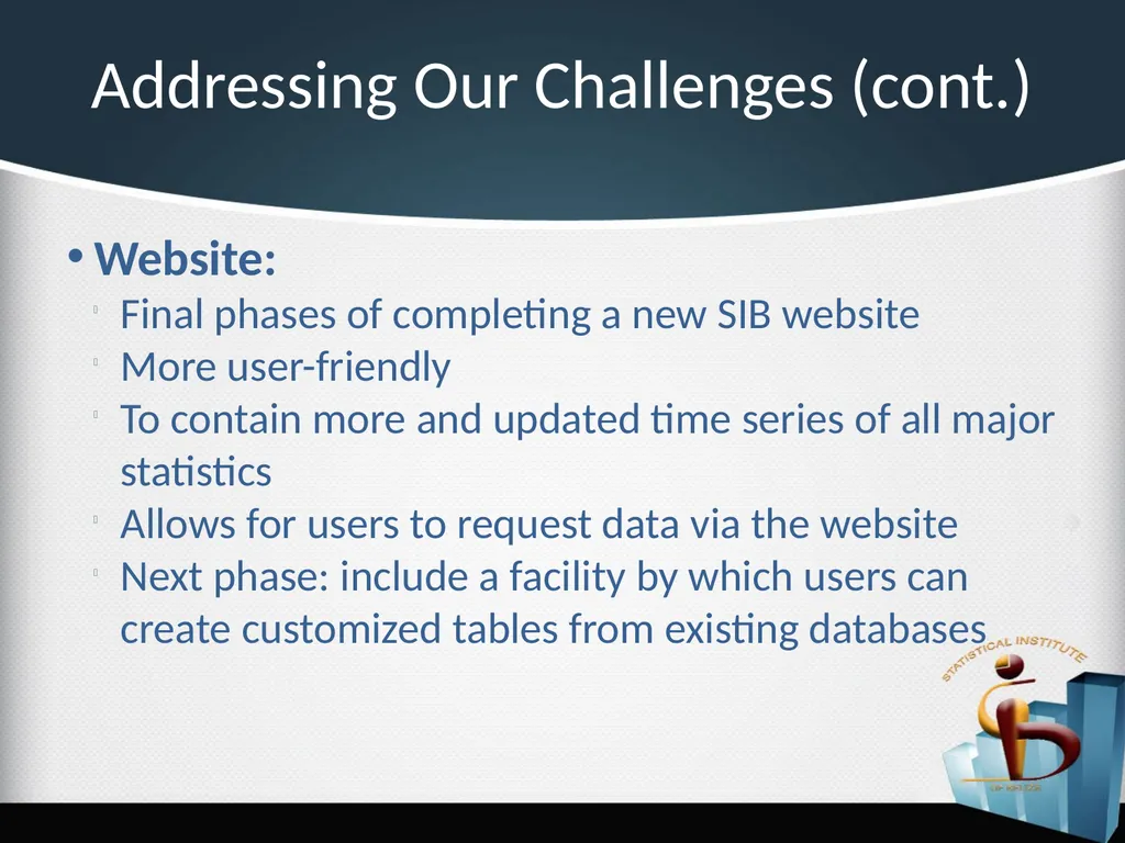 Challenges in the Dissemination of Statistical - slide 13 of 16