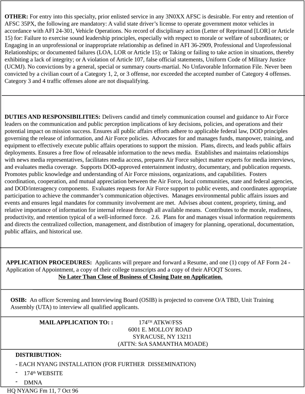 TRADITIONAL OFFICER VACANCY ANNOUNCEMENT NEW YORK - slide 2 of 2