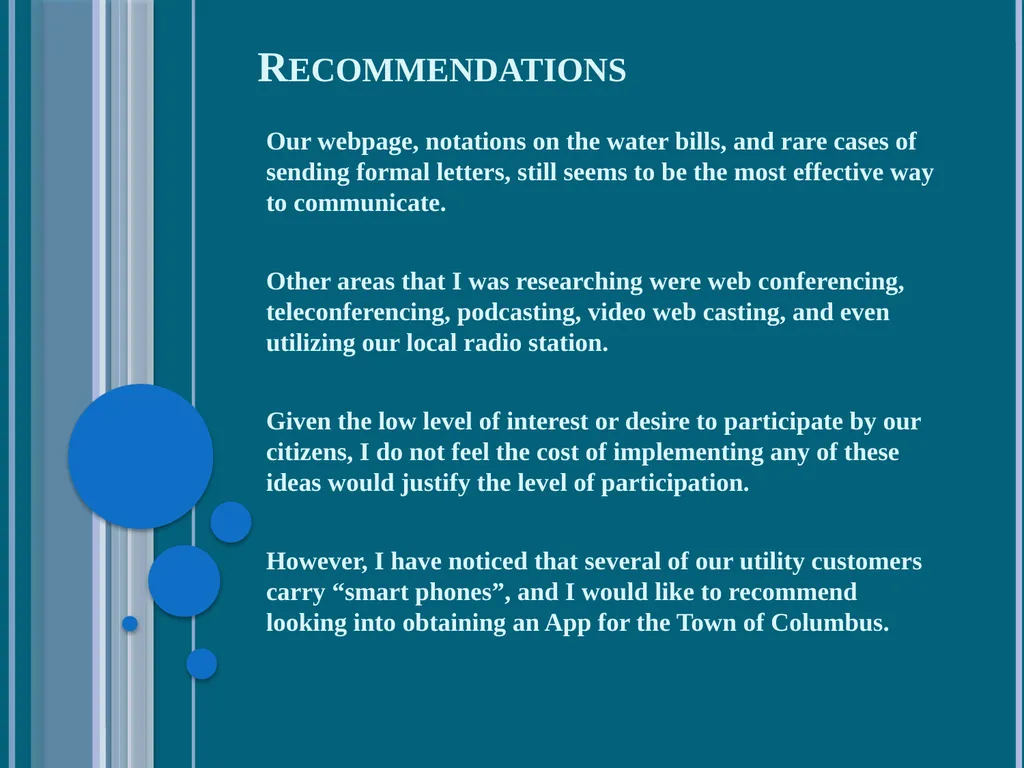 Town of Columbus Co-op Objective: Visibility and - slide 29 of 29