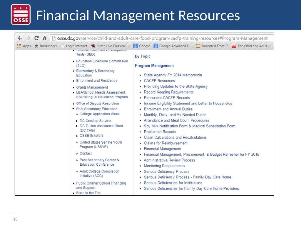 Financial Management in the CACFP Sponsor of - slide 18 of 20