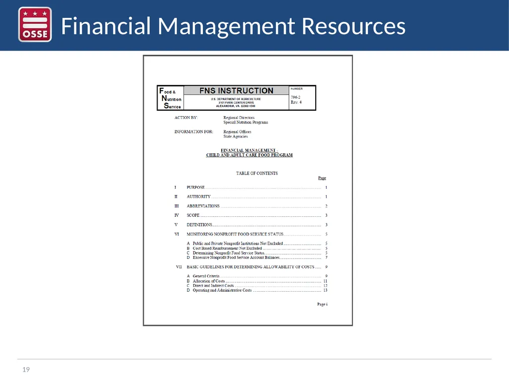 Financial Management in the CACFP Sponsor of - slide 19 of 20