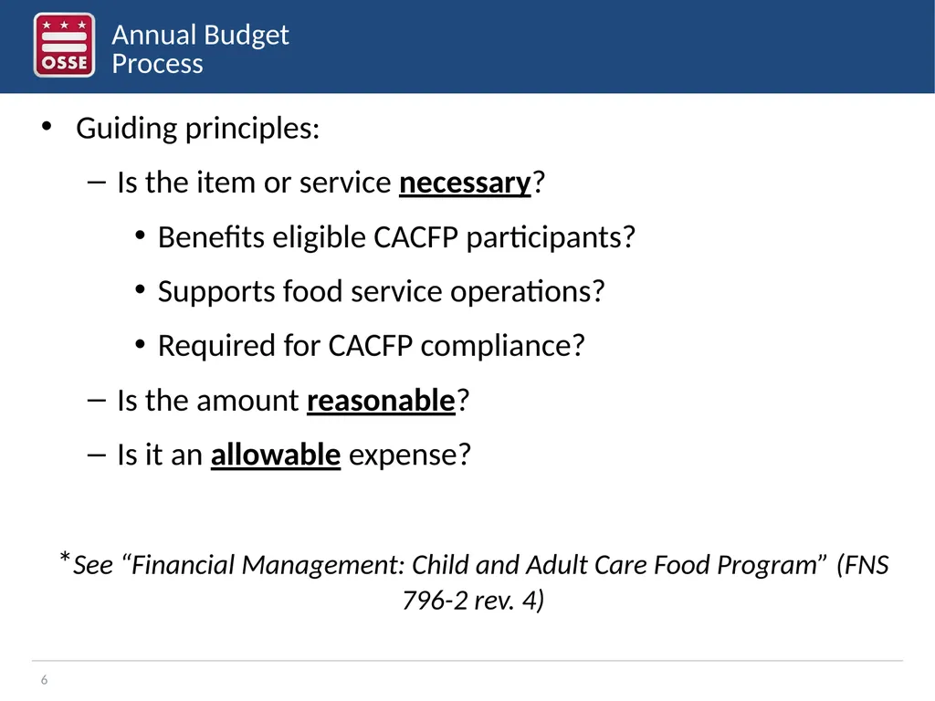Financial Management in the CACFP Sponsor of - slide 6 of 20