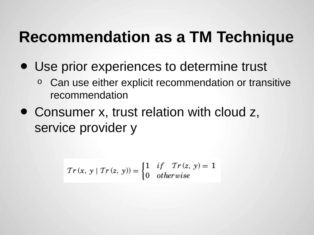 Trust Management of Services in Cloud - slide 16 of 32