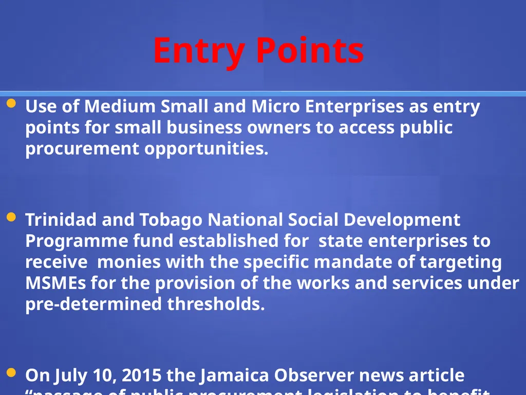 Public Procurement and Gender in Caribbean - slide 14 of 19