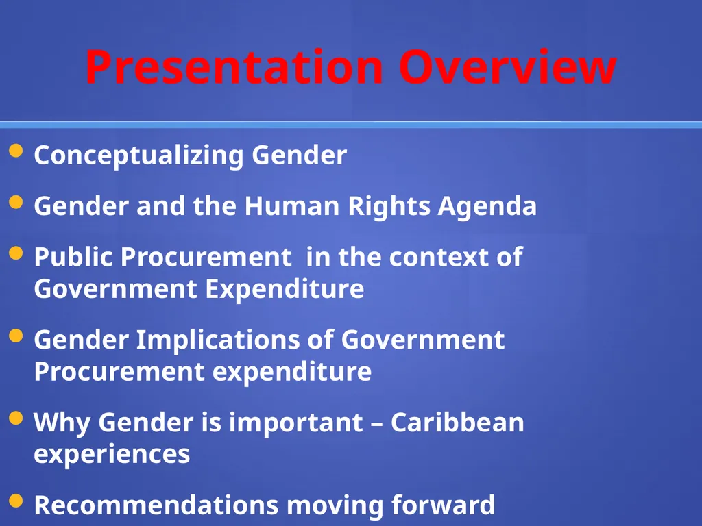 Public Procurement and Gender in Caribbean - slide 2 of 19