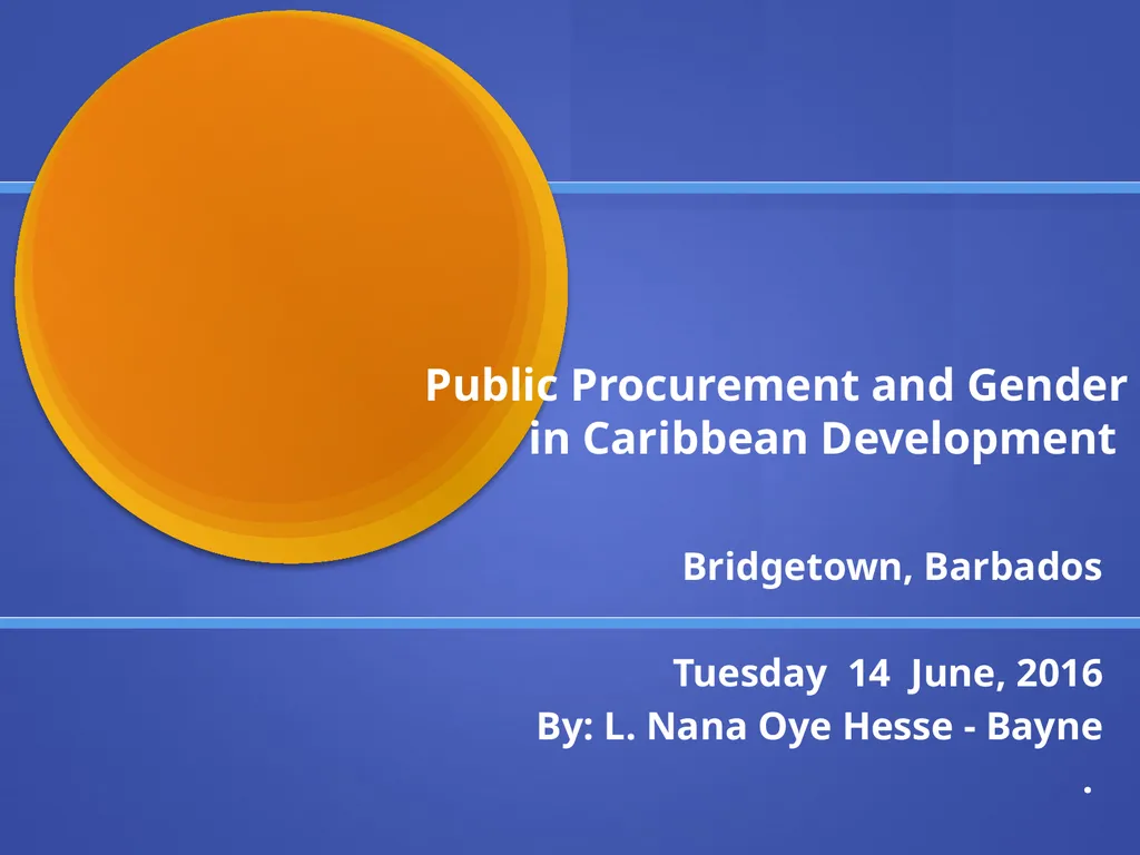 Public Procurement and Gender in Caribbean - slide 1 of 19
